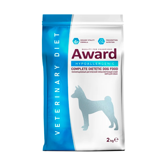 Award Veterinary Diet Hypoallergenic, корм для собак при аллергии и пищевой непереносимости,уп. 2 кг