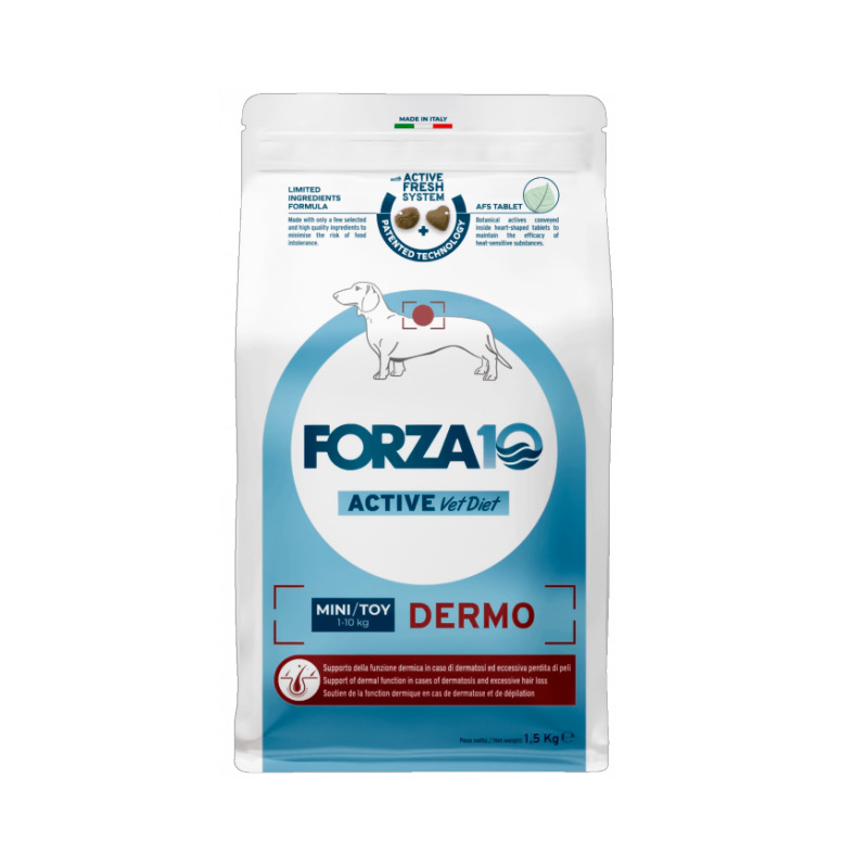 Forza10 Active VetDiet Derma mini/toy, корм для собак при патологиях кожного покрова, уп. 1,5 кг
