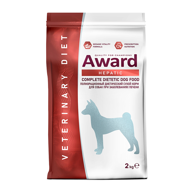 Award Veterinary Diet Hepatic, корм для собак при заболеваниях печени, уп. 2 кг