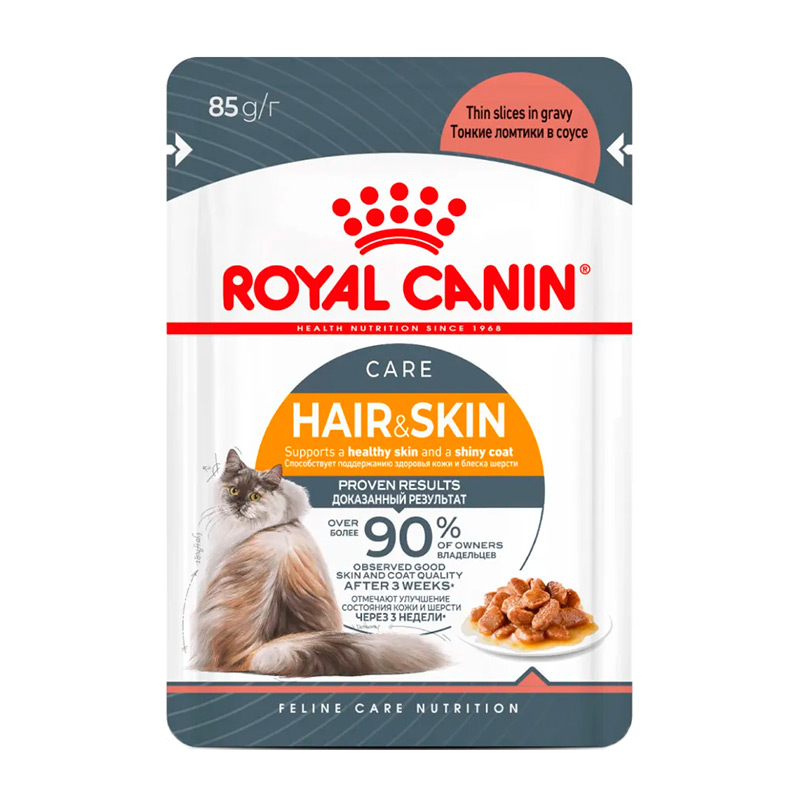 Royal Canin Hair & Skin Care корм для кошек, для здоровья кожи шерсти в соусе, пауч 85 г